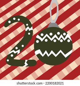 Christmas advent calendar 20. Christmas decorations. Vector illustration