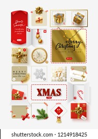 Christmas advent calendar for 24 days. Vector illustration.