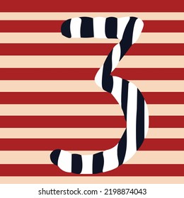 Christmas advent calendar 3, striped. Vector illustration