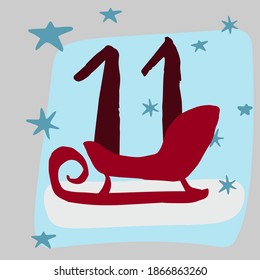  Christmas advent calendar, cute hand drawn style. Christmas and New Year Celebration symbols. Winter holidays calendar card design. Winter vector illustration