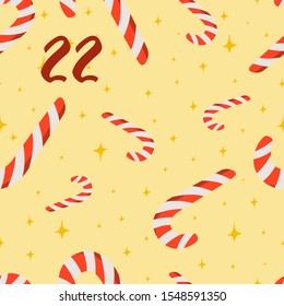 Christmas Advent Calendar, Day 22. Eat Candy Cane. Lifestyle Vector Illustration.