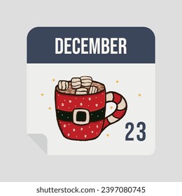 Christmas advent calendar. December. Cup christmas chocolate