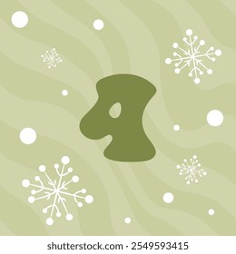 Christmas advent calendar design, day 4. Vector groovy style illustration, green background