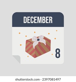 Christmas Advent Calendar Christmas Gift Box Tree Decoration. Vector illustration