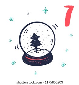 Christmas Advent calendar hand drawn elements. Xmas Poster. Vector illustration