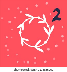 Christmas Advent calendar with hand drawn elements. Xmas Poster. Vector illustration