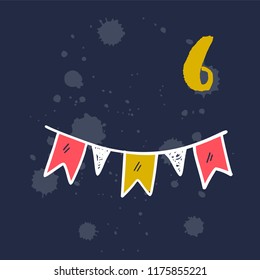 Christmas Advent calendar with hand drawn elements. Xmas Poster. Vector illustration