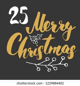 Christmas advent calendar. Hand drawn elements and numbers. Winter holidays calendar card design, Vector illustration.