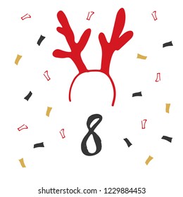 Christmas advent calendar. Hand drawn elements and numbers. Winter holidays calendar card design, Vector illustration.