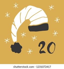 Christmas advent calendar. Hand drawn elements and numbers. Winter holidays calendar card design, Vector illustration.