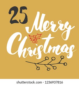 Christmas advent calendar. Hand drawn elements and numbers. Winter holidays calendar card design, Vector illustration.