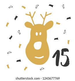Christmas advent calendar. Hand drawn elements and numbers. Winter holidays calendar card design, Vector illustration.