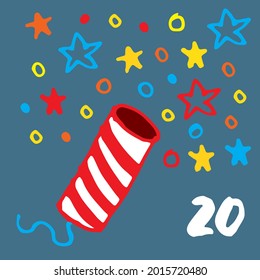 Christmas advent calendar. Hand drawn elements and numbers. Winter holidays calendar card design, Vector illustration.