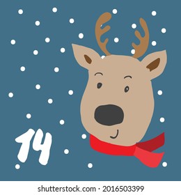 Christmas advent calendar. Hand drawn elements and numbers. Winter holidays calendar card design, Vector illustration.