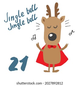 Christmas advent calendar. Hand drawn elements and numbers. Winter holidays calendar card design, Vector illustration.