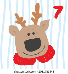 Christmas advent calendar. Hand drawn elements and numbers. Winter holidays calendar card design, Vector illustration.