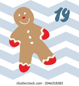 Christmas advent calendar. Hand drawn elements and numbers. Winter holidays calendar card design, Vector illustration.