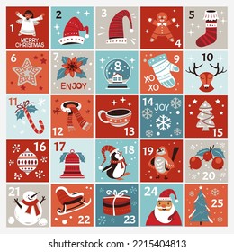 Christmas advent calendar with hand drawn elements