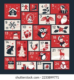  Christmas advent calendar with hand drawn elements