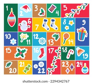 Christmas advent calendar with hand drawn elements