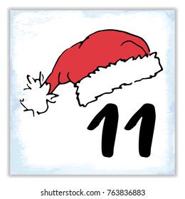 Christmas advent calendar. Hand drawn elements and numbers. Winter holidays calendar card design, Vector illustration.