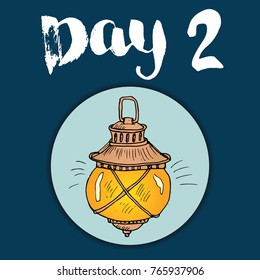 Christmas advent calendar. Hand drawn elements and numbers. Winter holidays calendar card design, Vector illustration.