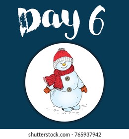 Christmas advent calendar. Hand drawn elements and numbers. Winter holidays calendar card design, Vector illustration.