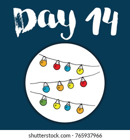 Christmas advent calendar. Hand drawn elements and numbers. Winter holidays calendar card design, Vector illustration.