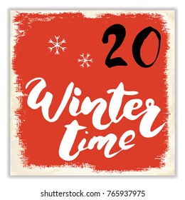 Christmas advent calendar. Hand drawn elements and numbers. Winter holidays calendar card design, Vector illustration.