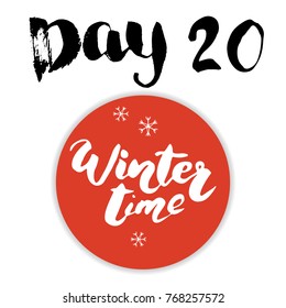 Christmas advent calendar. Hand drawn elements and numbers. Winter holidays calendar card design, Vector illustration.