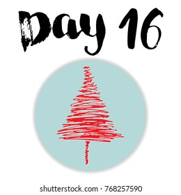 Christmas advent calendar. Hand drawn elements and numbers. Winter holidays calendar card design, Vector illustration.