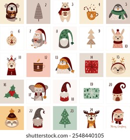 Christmas Advent calendar for kids. Printable advent calendar. Christmas countdown	
