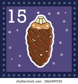 Christmas  advent calendar for kids. Vector Christmas illustration with christmas decorate.