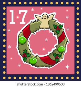 Christmas  advent calendar for kids. Vector Christmas illustration with christmas decorate.