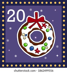 Christmas  advent calendar for kids. Vector Christmas illustration with christmas decorate.