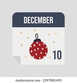 Christmas Advent Calendar Red Christmas Ball Tree Decoration. Vector illustration