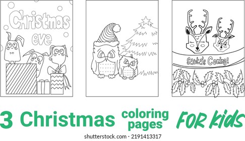 Christmas advent calendar. Set of coloring pages for kids. Vector. coloring book. Vector illustration