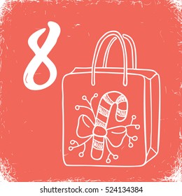 Christmas advent calendar set. Printable card.