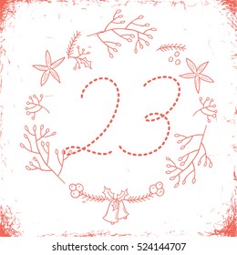 Christmas advent calendar set. Printable card.