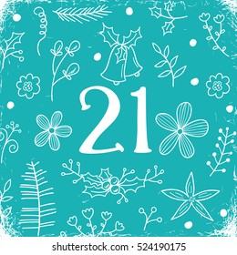 Christmas advent calendar set. Printable card.