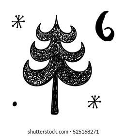 Christmas advent calendar set. Printable card.