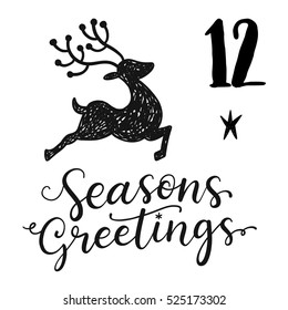 Christmas advent calendar set. Printable card