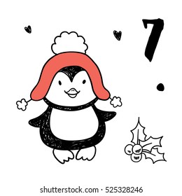 Christmas advent calendar set. Printable card.