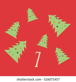 Christmas advent calendar set. Printable card.
