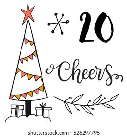 Christmas advent calendar set. Printable card.