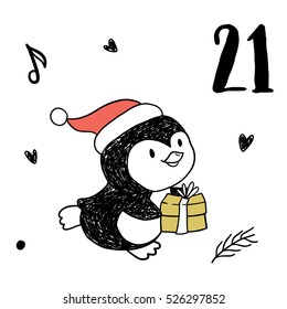 Christmas advent calendar set. Printable card.