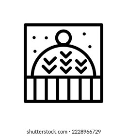 Christmas advent composition winter hat icon. Hand drawn winter holiday vector constructor logo in square frame for greeting card, web design invitation.