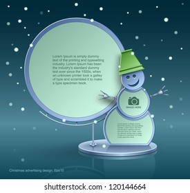 Christmas advertising design, snowman, construction, web element design, vector