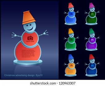 Christmas advertising design, snowman, construction, web element design, vector