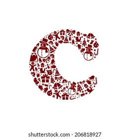 Christmas alphabet C on White Background